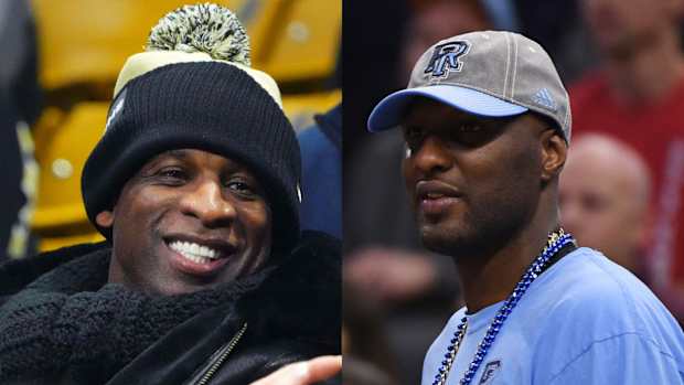 Deion Sanders next to Lamar Odom